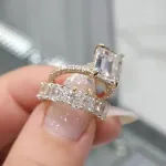 Picture of Gorgeous Emerald Cut Wedding Set For Women In Sterling Silver