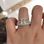 Picture of Gorgeous Emerald Cut Wedding Set For Women In Sterling Silver