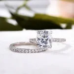 Picture of Stunning 3.0 Carat Cushion Cut White Sapphire Wedding Set In Sterling Silver