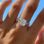 Picture of Stunning 3.0 Carat Cushion Cut White Sapphire Wedding Set In Sterling Silver