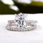 Picture of Stunning 3.0 Carat Cushion Cut White Sapphire Wedding Set In Sterling Silver