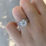 Picture of Stunning 3.0 Carat Cushion Cut White Sapphire Wedding Set In Sterling Silver