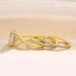 Picture of Oval Cut Yellow Gold Women's Wedding Ring Sets In Sterling Silver