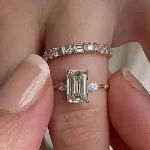 Picture of Exquisite Yellow Gold Emerald Cut Three Stone Wedding set For Women In Sterling Silver