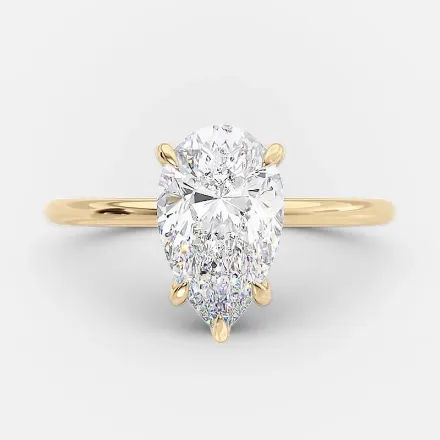 Picture of Classic Pear Cut Yellow Gold Engagement Ring In Sterling Silver