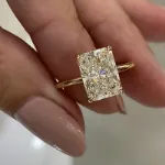 Picture of Classic Yellow Gold Radiant Cut Simulated Diamond Engagement Ring For Women