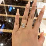 Picture of Classic Yellow Gold Radiant Cut Simulated Diamond Engagement Ring For Women