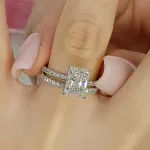 Picture of Gorgeous 3.5 Carat Radiant Cut Wedding Ring Set In Sterling Silver