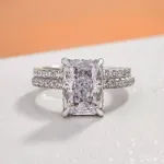 Picture of Gorgeous 3.5 Carat Radiant Cut Wedding Ring Set In Sterling Silver