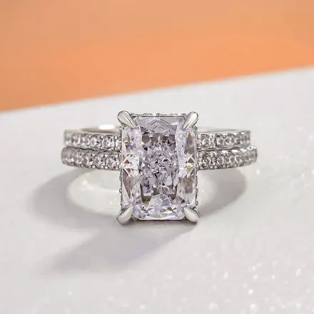 Picture of Gorgeous 3.5 Carat Radiant Cut Wedding Ring Set In Sterling Silver