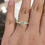 Picture of Twist 1.25 Carat Round Cut Yellow Gold Promise Ring For Her In Sterling Silver