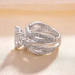 Picture of Vintage Marquise Cut Insert Wedding Ring Set For Women In Sterling Silver