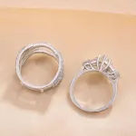 Picture of Vintage Marquise Cut Insert Wedding Ring Set For Women In Sterling Silver