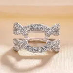 Picture of Vintage Marquise Cut Insert Wedding Ring Set For Women In Sterling Silver