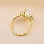 Picture of Yellow Gold Pear Cut Moissanite Diamonds Engagement Ring In Sterling Silver