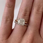 Picture of Classic Yellow Gold Cushion Cut Bridal Ring Set In Sterling Silver