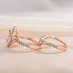 Picture of Elegant Rose Gold 2.2 Carat Halo Pear Cut Bridal Ring Set In Sterling Silver