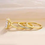 Picture of Classic Yellow Gold Radiant Cut 3PC Wedding Ring Set In Sterling Silver