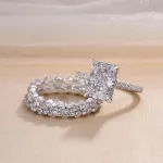 Picture of Stunning Radiant Cut 3PC Wedding Ring Set In Sterling Silver