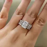 Picture of Stunning Radiant Cut 3PC Wedding Ring Set In Sterling Silver