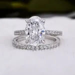 Picture of Classic Created White Sapphire Oval Cut Wedding Ring Set for Her