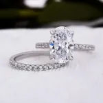 Picture of Classic Created White Sapphire Oval Cut Wedding Ring Set for Her