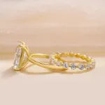 Picture of Stunning Yellow Gold Radiant Cut Wedding Ring Set For Women In Sterling Silver