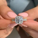 Picture of Classic Halo Round Cut Simulated Diamond Wedding Set In Sterling Silver