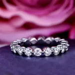 Picture of Oval Cut Simulated Diamond 3PC Wedding Ring Set In Sterling Silver