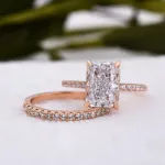 Picture of Rose Gold 3.5 Carat Radiant Cut Wedding Ring Set In Sterling Silver