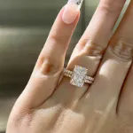 Picture of Rose Gold 3.5 Carat Radiant Cut Wedding Ring Set In Sterling Silver