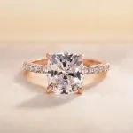 Picture of 3.0 Carat Cushion Cut Rose Gold White Sapphire Wedding Ring Set In Sterling Silver