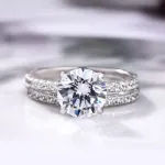 Picture of Classic White Gold Round Cut Wedding Ring Set In Sterling Silver