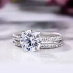 Picture of Classic White Gold Round Cut Wedding Ring Set In Sterling Silver