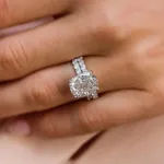 Picture of Elegant Cushion Cut Wedding Set For Women In Sterling Silver