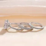 Picture of Exclusive Halo Cushion Cut 3PC Wedding Set In Sterling Silver