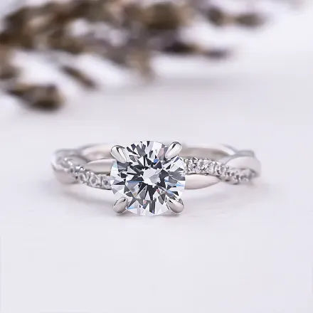 Picture of Twist 1.25 Carat Round Cut Promise Ring For Her In Sterling Silver