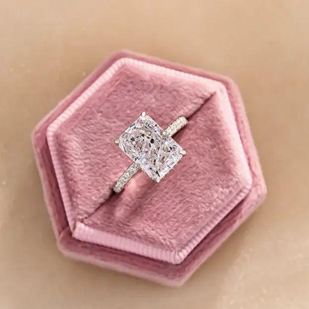 Picture of Exclusive Radiant Cut Engagement Ring For Women In Sterling Silver