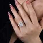 Picture of Exclusive Radiant Cut Engagement Ring For Women In Sterling Silver