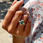 Picture of Vintage Rose Gold Oval Cut Paraiba Tourmaline Engagement Ring In Sterling Silver