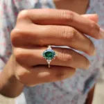 Picture of Vintage Rose Gold Oval Cut Paraiba Tourmaline Engagement Ring In Sterling Silver