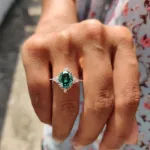 Picture of Vintage Rose Gold Oval Cut Paraiba Tourmaline Engagement Ring In Sterling Silver