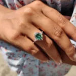 Picture of Vintage Rose Gold Oval Cut Paraiba Tourmaline Engagement Ring In Sterling Silver