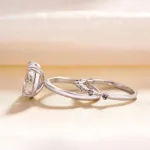 Picture of Sparkle Yellow Gold Oval Cut Wedding Ring Set In Sterling Silver