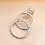 Picture of Sparkle Yellow Gold Oval Cut Wedding Ring Set In Sterling Silver