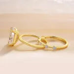 Picture of Sparkle Yellow Gold Oval Cut Wedding Ring Set In Sterling Silver