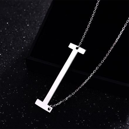 Picture of Fashion Simple "I" Big Letter Initial Necklace In Sterling Silver