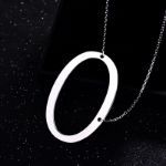 Picture of Fashion Simple "O" Big Letter Initial Necklace In Sterling Silver