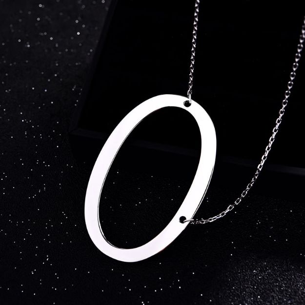 Picture of Fashion Simple "O" Big Letter Initial Necklace In Sterling Silver