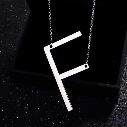 Picture of Fashion Simple "F" Big Letter Initial Necklace In Sterling Silver